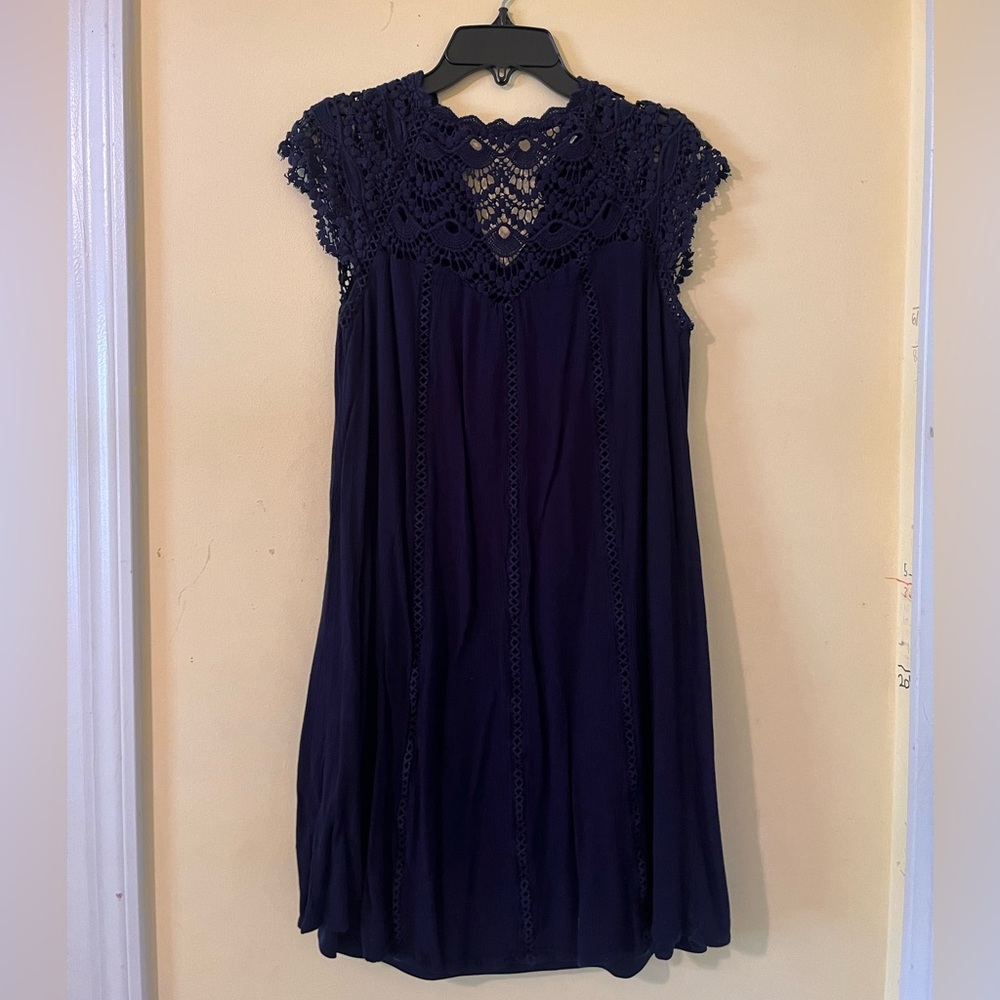Navy Blue Lace Mini Dress